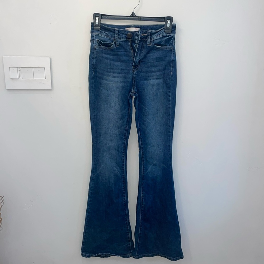 High rise flare jeans, dark blue